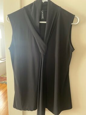 J M Fleurett Black Sleeveless Tie-Neck Top